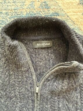 NAADAM Men's Charcoal Zip-Neck Sweater